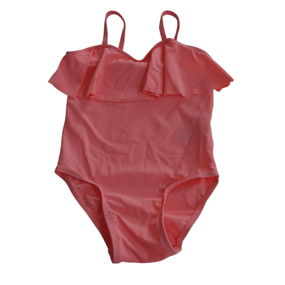 Old Navy Pink Ruffle One Piece Swimsuit Girls Size 4T Toddler Bathing Suit